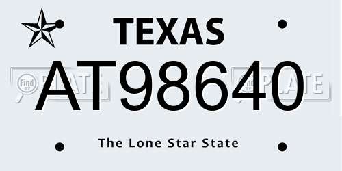 AT98640 Texas License Plate