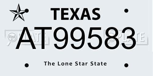 AT99583 Texas License Plate