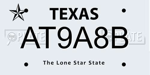 AT9A8B Texas License Plate