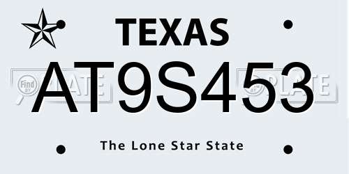 AT9S453 Texas License Plate