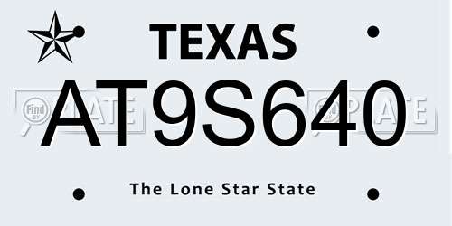 AT9S640 Texas License Plate