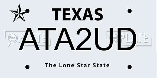 ATA2UD Texas License Plate
