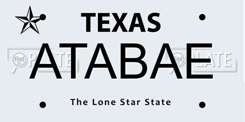ATABAE Texas License Plate