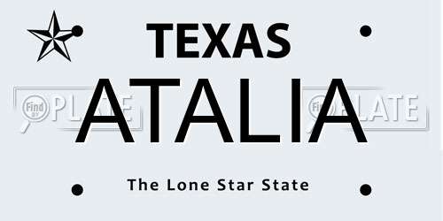 ATALIA Texas License Plate