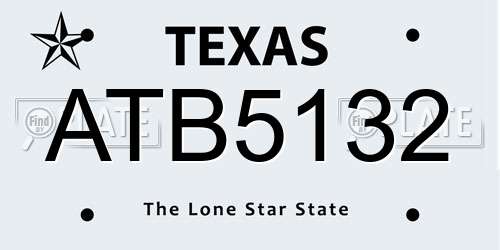 ATB5132 Texas License Plate