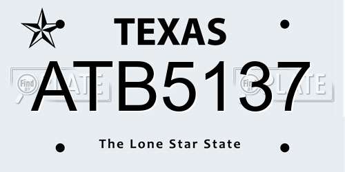 ATB5137 Texas License Plate