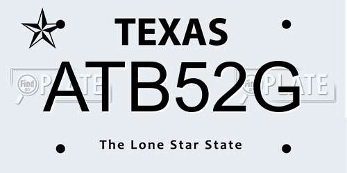 ATB52G Texas License Plate