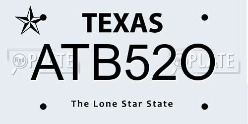 ATB52O Texas License Plate