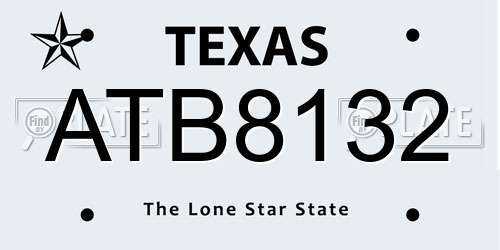 ATB8132 Texas License Plate