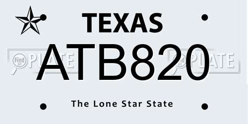 ATB820 Texas License Plate