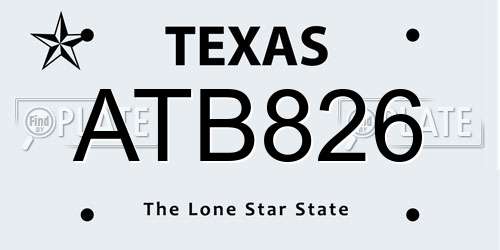 ATB826 Texas License Plate