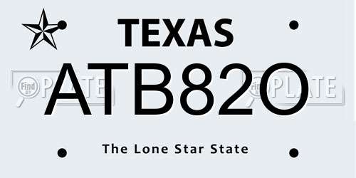ATB82O Texas License Plate