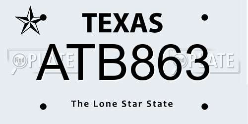 ATB863 Texas License Plate