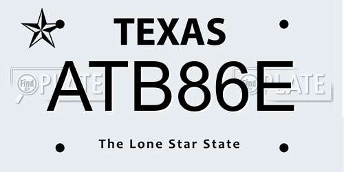 ATB86E Texas License Plate