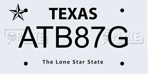 ATB87G Texas License Plate
