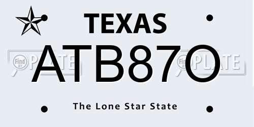 ATB87O Texas License Plate