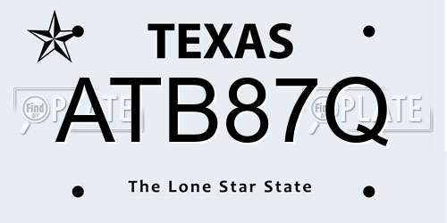 ATB87Q Texas License Plate