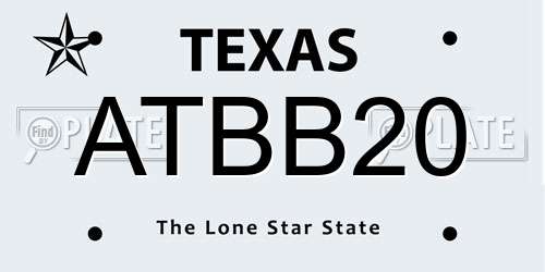 ATBB20 Texas License Plate