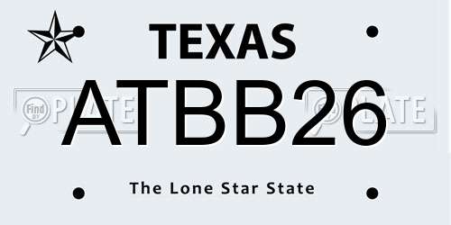 ATBB26 Texas License Plate