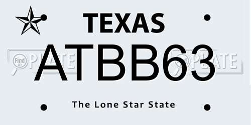 ATBB63 Texas License Plate