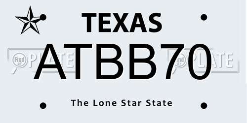 ATBB70 Texas License Plate