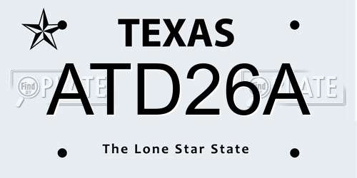 ATD26A Texas License Plate
