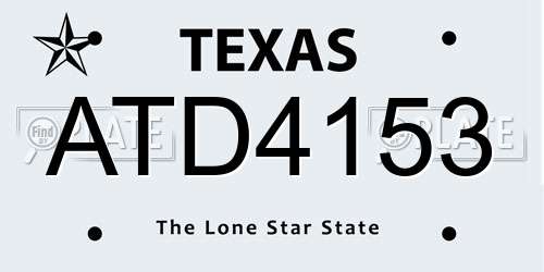 ATD4153 Texas License Plate