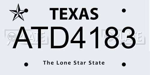 ATD4183 Texas License Plate
