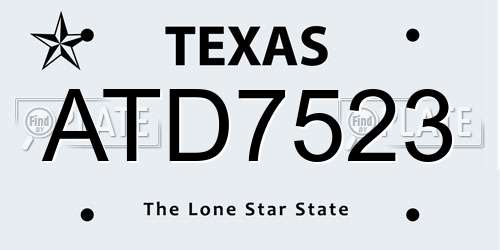 ATD7523 Texas License Plate