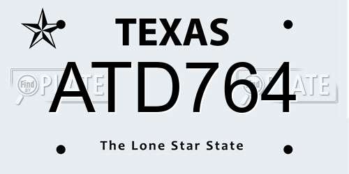 ATD764 Texas License Plate