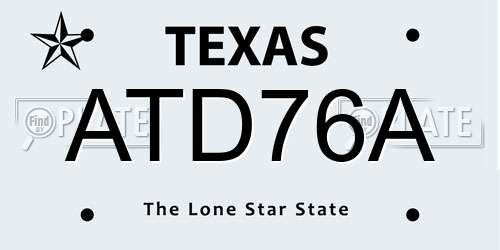 ATD76A Texas License Plate