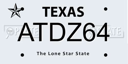 ATDZ64 Texas License Plate