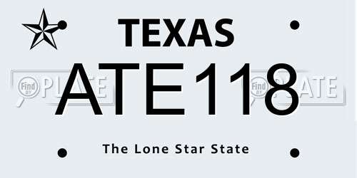 ATE118 Texas License Plate