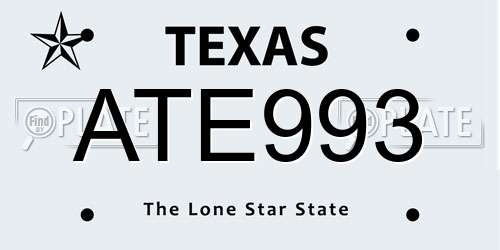 ATE993 Texas License Plate