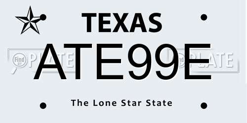 ATE99E Texas License Plate