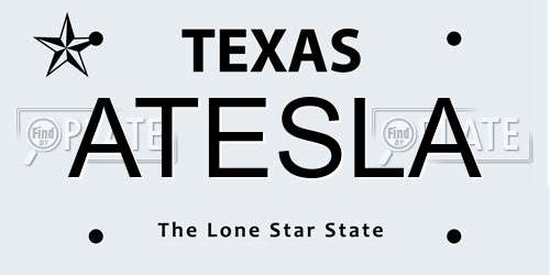 ATESLA Texas License Plate