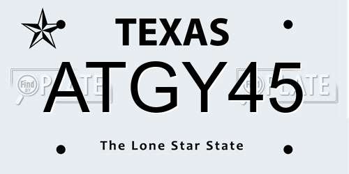 ATGY45 Texas License Plate