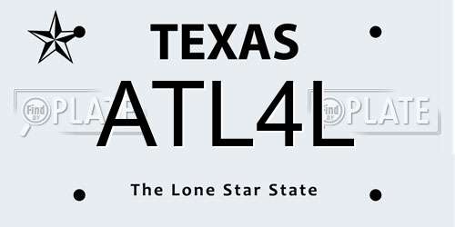 ATL4L Texas License Plate