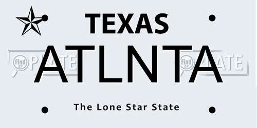 ATLNTA Texas License Plate