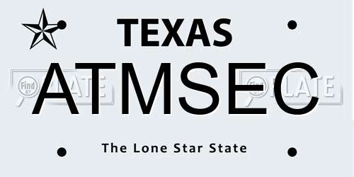 ATMSEC Texas License Plate