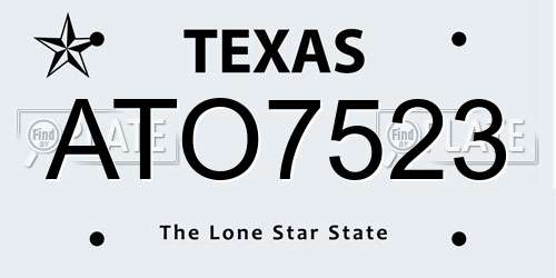 ATO7523 Texas License Plate