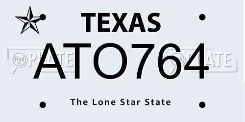 ATO764 Texas License Plate