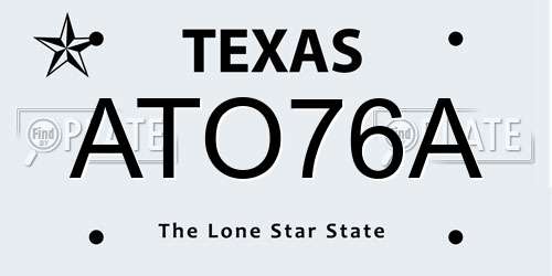 ATO76A Texas License Plate