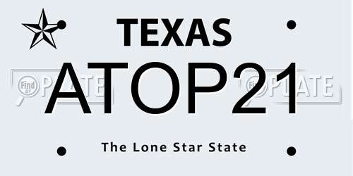 ATOP21 Texas License Plate