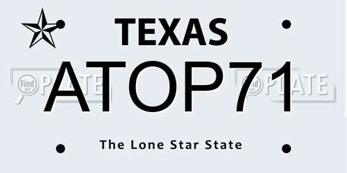 ATOP71 Texas License Plate