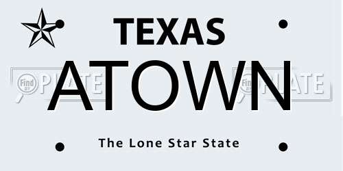 ATOWN Texas License Plate
