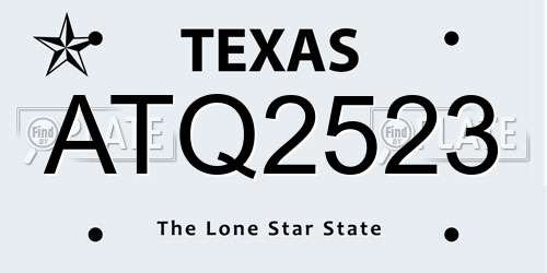 ATQ2523 Texas License Plate