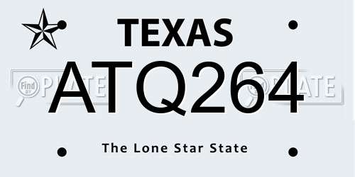ATQ264 Texas License Plate