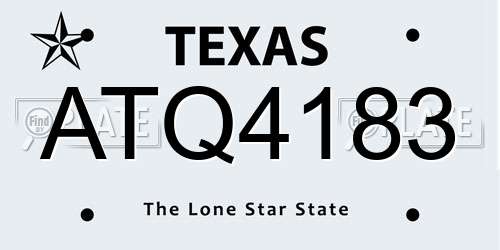 ATQ4183 Texas License Plate
