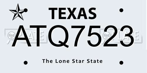 ATQ7523 Texas License Plate